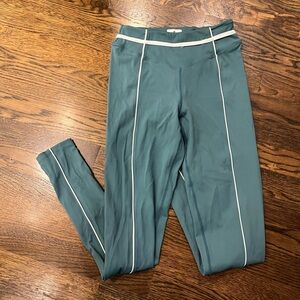 Green Leggings with White Trim yellow the label
